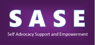 Purple banner with the text SASE Self Advocacy Support and Empowerment on it.